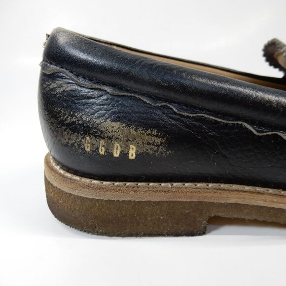 GOLDEN GOOSE Jerry Penny LOAFERS Moccasin Size 37 7 Black Grained Leather EUC - Picture 12 of 16